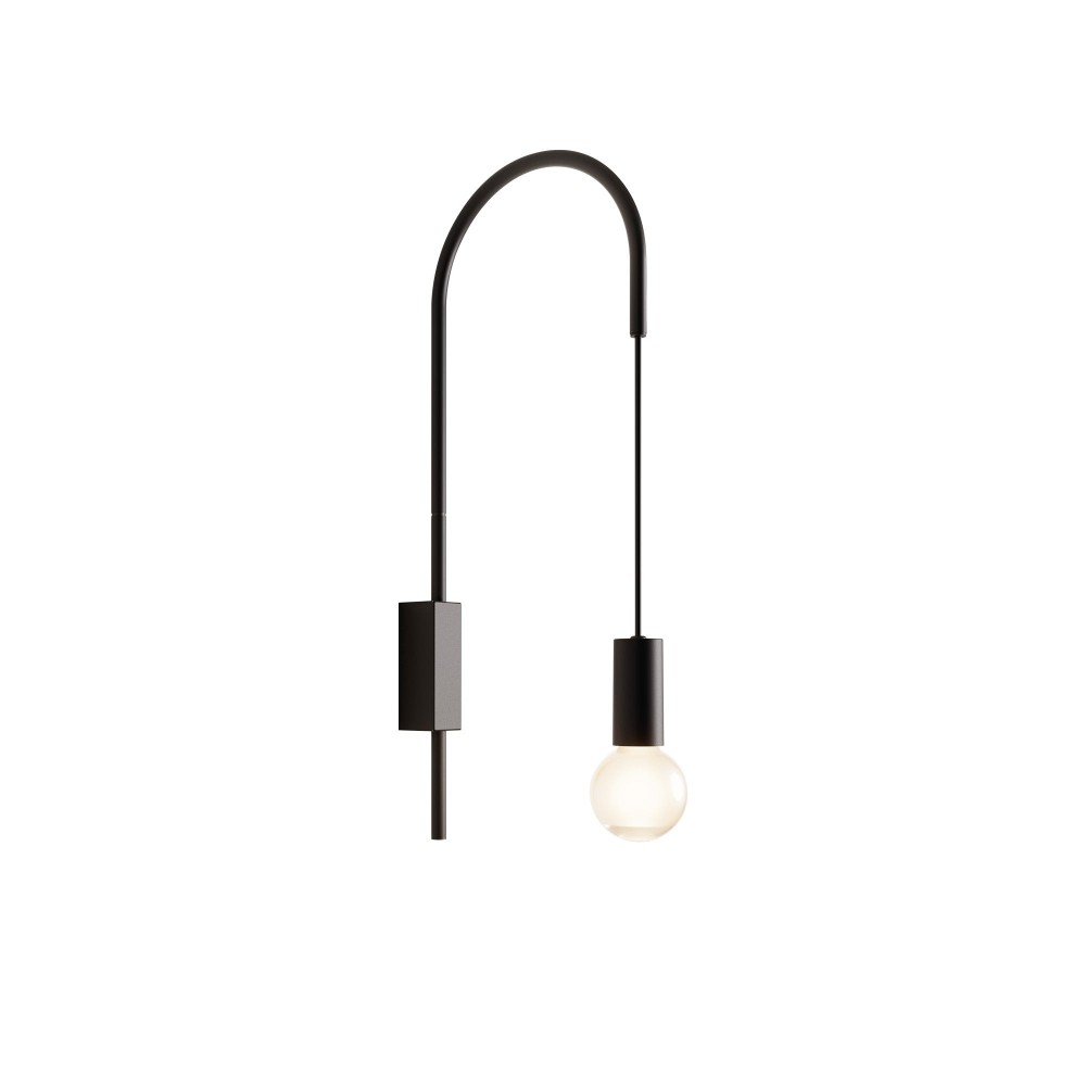 Zafferano - Lámpara de pared Filo, giratoria 200°, metal pintado, bombilla E27 máx. 60 W incluida, altura 61 cm - Negro