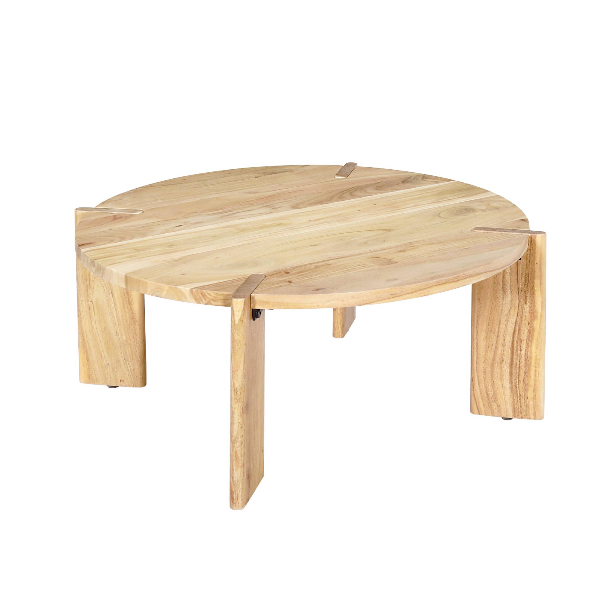 Mesa de centro exótica redonda de madera maciza