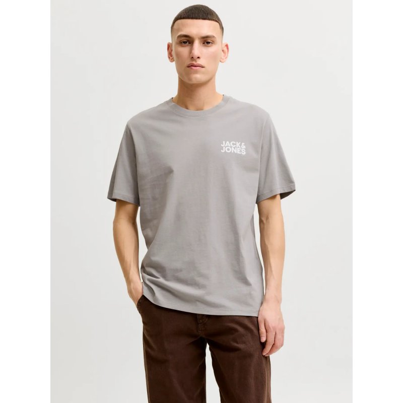 Camiseta Gris Jack & Jones Hombre | 100% Algodón | Logotipo Clásico Original | Slim/Regular Fit