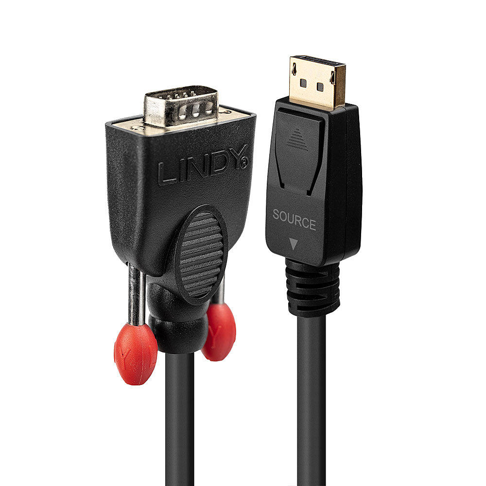 Lindy 41942 adaptador de cable de vídeo 2 m DisplayPort VGA Negro