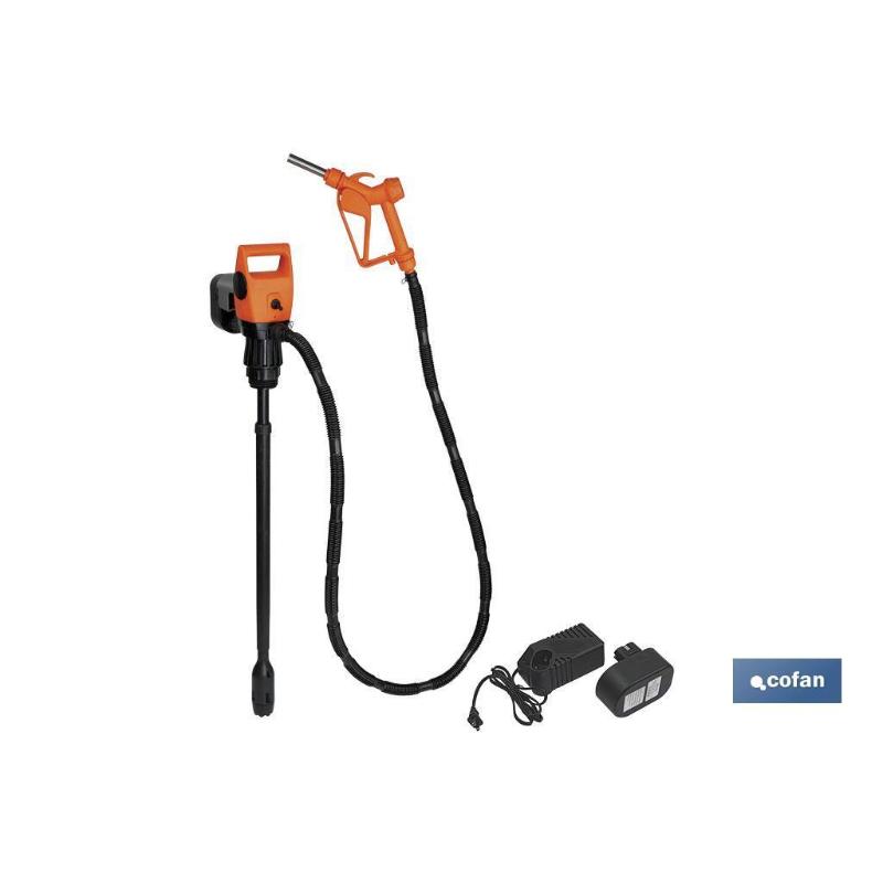 Bomba eléctrica + pistola bidón 50/200l recargable 18.5v