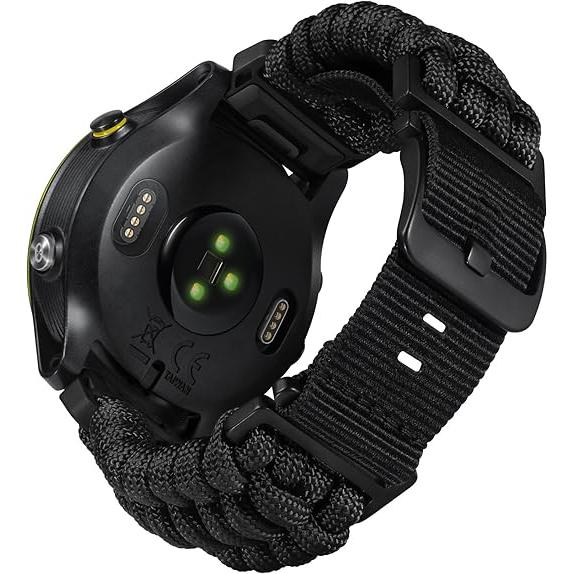 Compatible con correa de reloj Garmin de 22 mm, correas de repuesto deportivas de nailon trenzado de alta resistencia aptas para Forerunner/Instinct/Fenix/Descent, color negro
