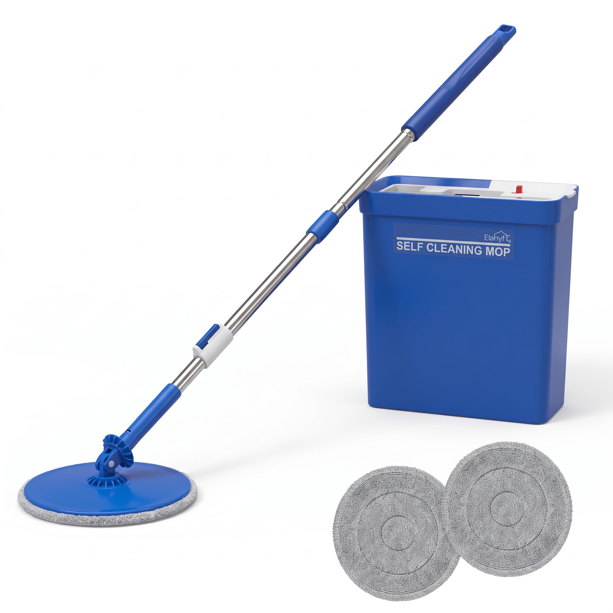 STARLYF Juego de cubo y fregona plana Autoclean Mop, 2 Paños de Microfibra ultra absorbente, Compacto, práctico y eficaz