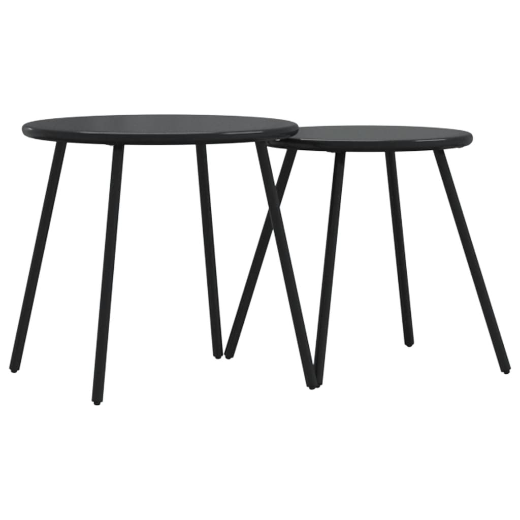 vidaXL Mesitas de jardín redondas 2 ud acero recubrimiento polvo negro