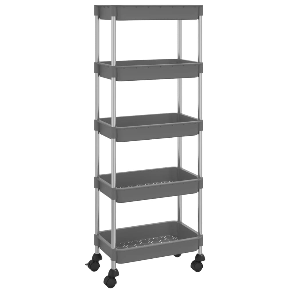 vidaXL Carrito de cocina 5 niveles hierro y ABS 42x29x128 cm en color Blanco/Negro/Gris y más