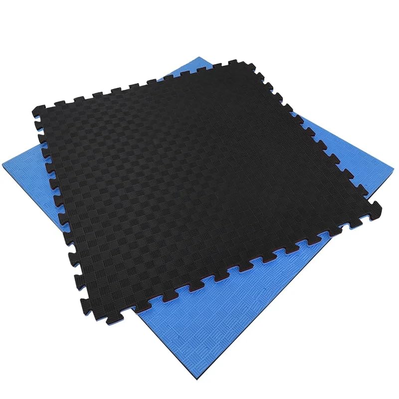 Tatami de Goma EVA - 100x100x20 mm - Diseño Reversible Negro y Azul - Seguridad Antideslizante - Absorción de Impactos en Artes Marciales