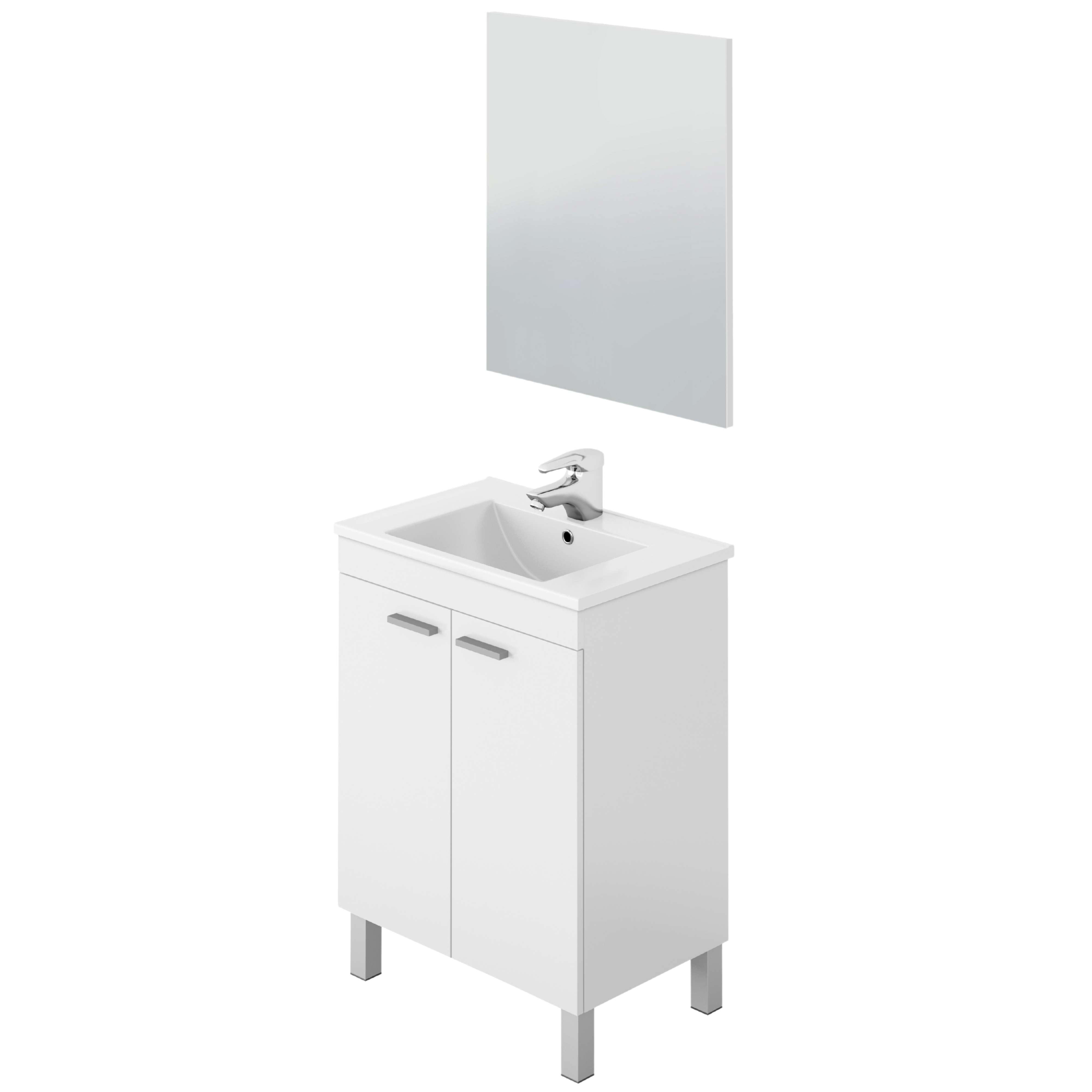 Miroytengo Mueble de baño Ezio Estilo Contemporáneo en Color Blanco con 2 Puertas y Espejo 60x80x45 cm (Lavabo Opcional)