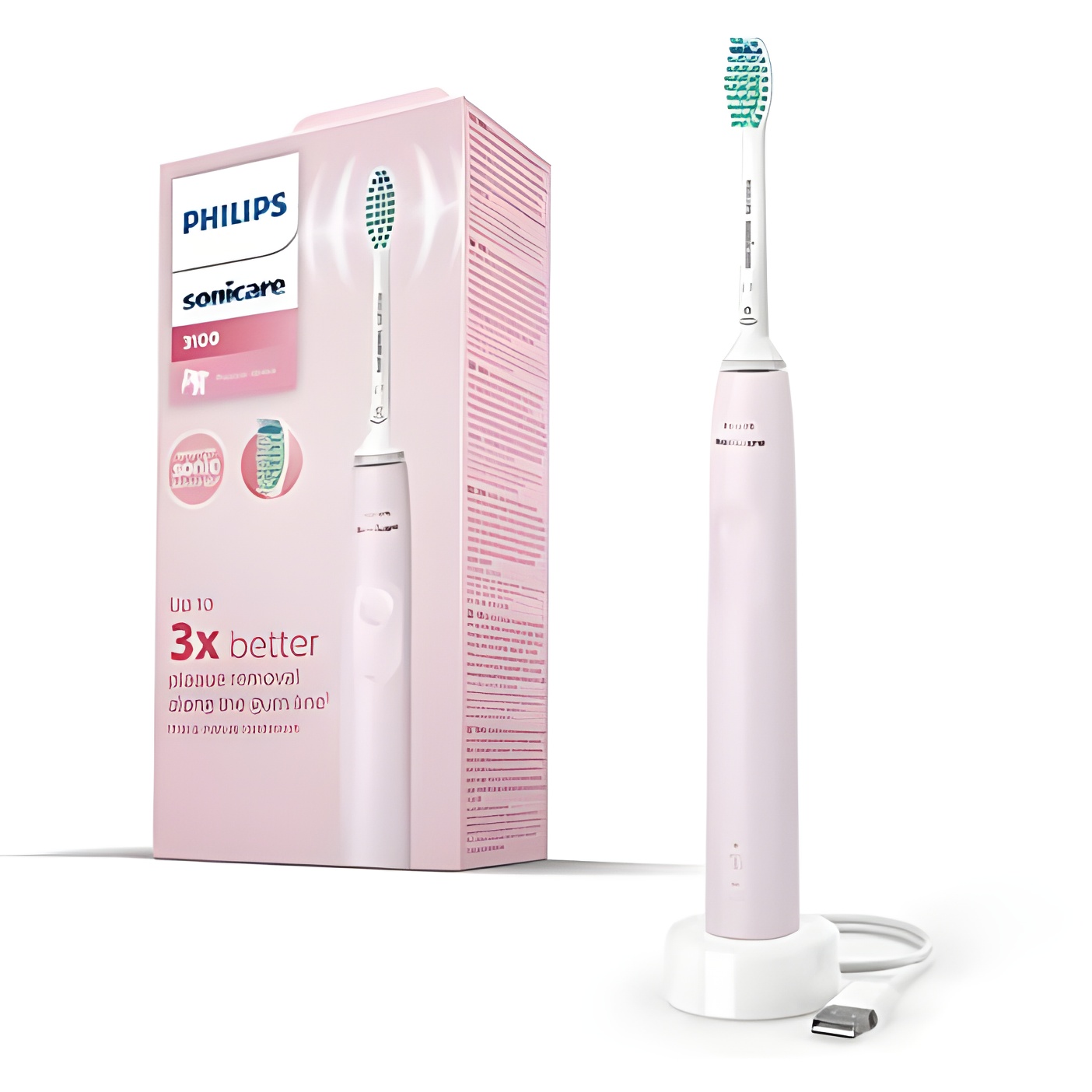 PHILIPS SONICARE HX3671 / 11 Cepillo de dientes el�ctrico Serie 3000 (1 modo - 1 intensidad - Rosa) + 1 cabezal de cepillo