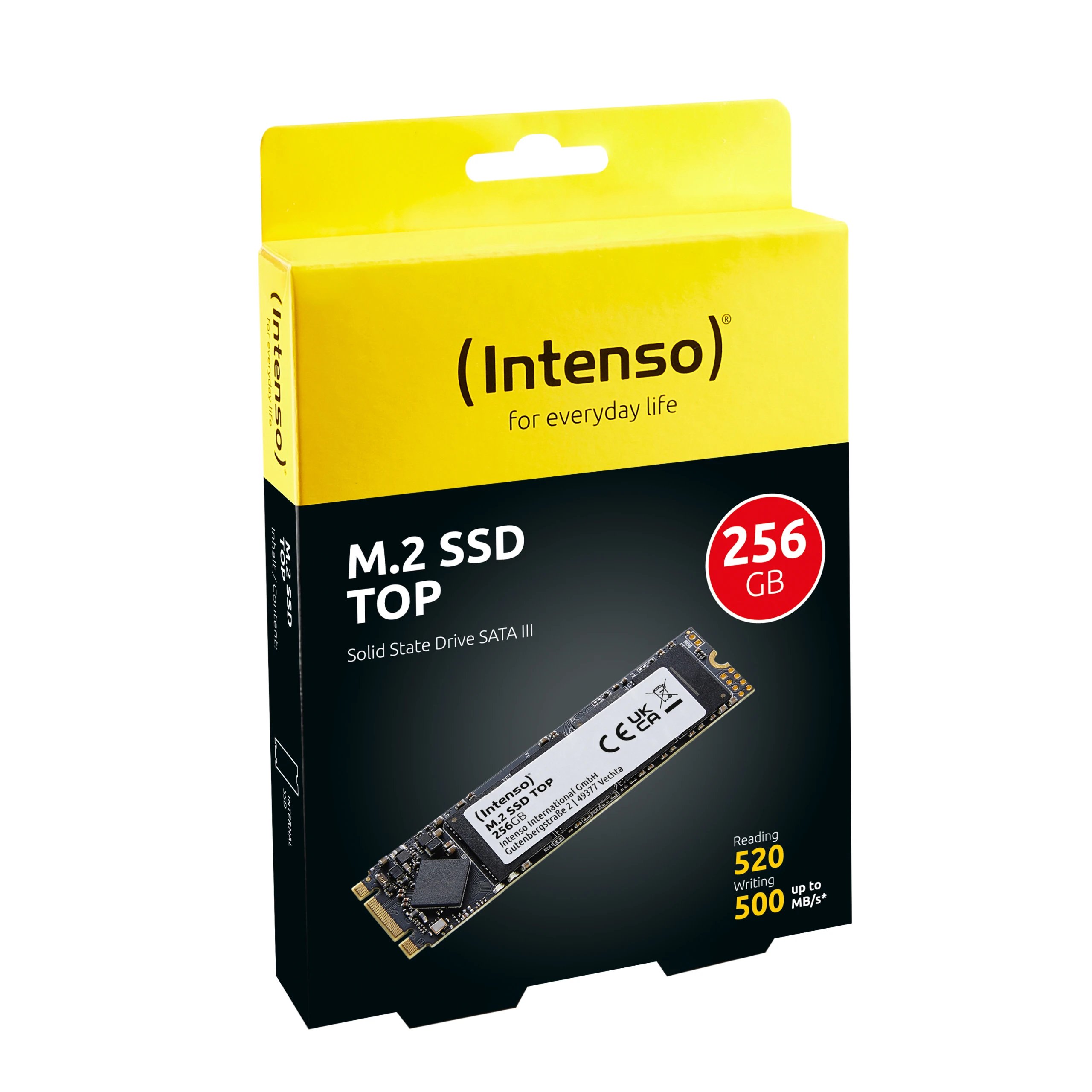 Intenso - Disco duro portátil SSD 256 GB modelo 3832440 M.2 SATAIII con lectura hasta 520 MB/s, silencioso y resistente a impactos para ultrabooks y PCs