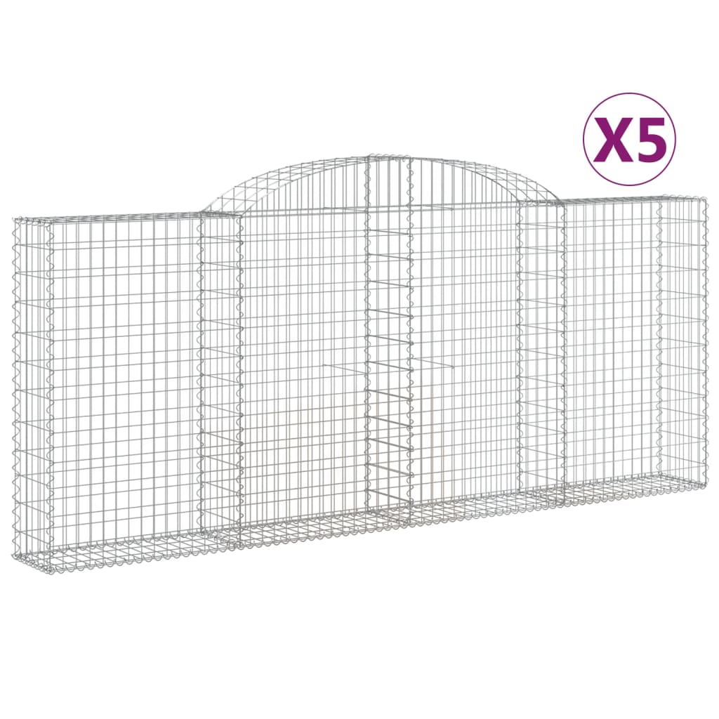 Vidaxl Cestas de Gaviones Forma de Arco Hierro 300 X 30 X 40/60 Cm
