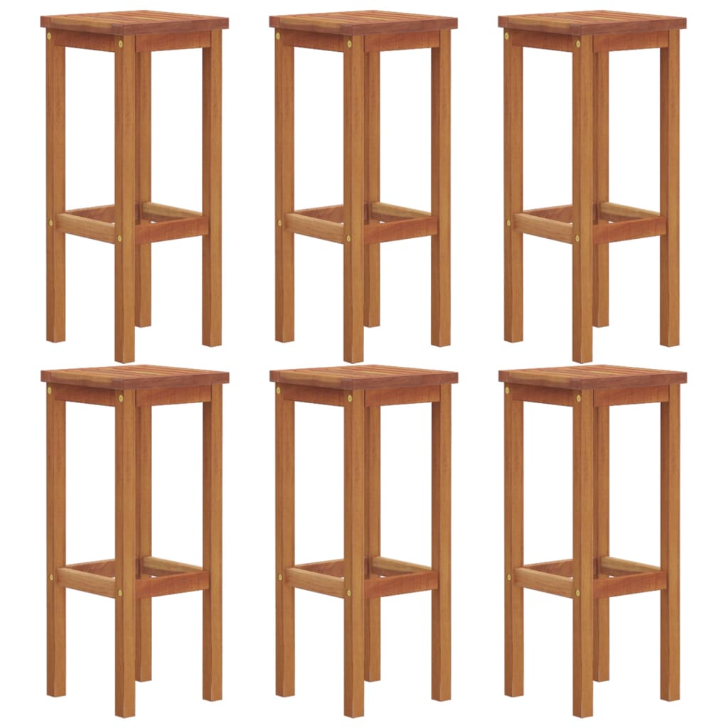 vidaXL Taburetes de barra de Exterior, jardín, cocina madera maciza de acacia Set de 2/4/6/8
