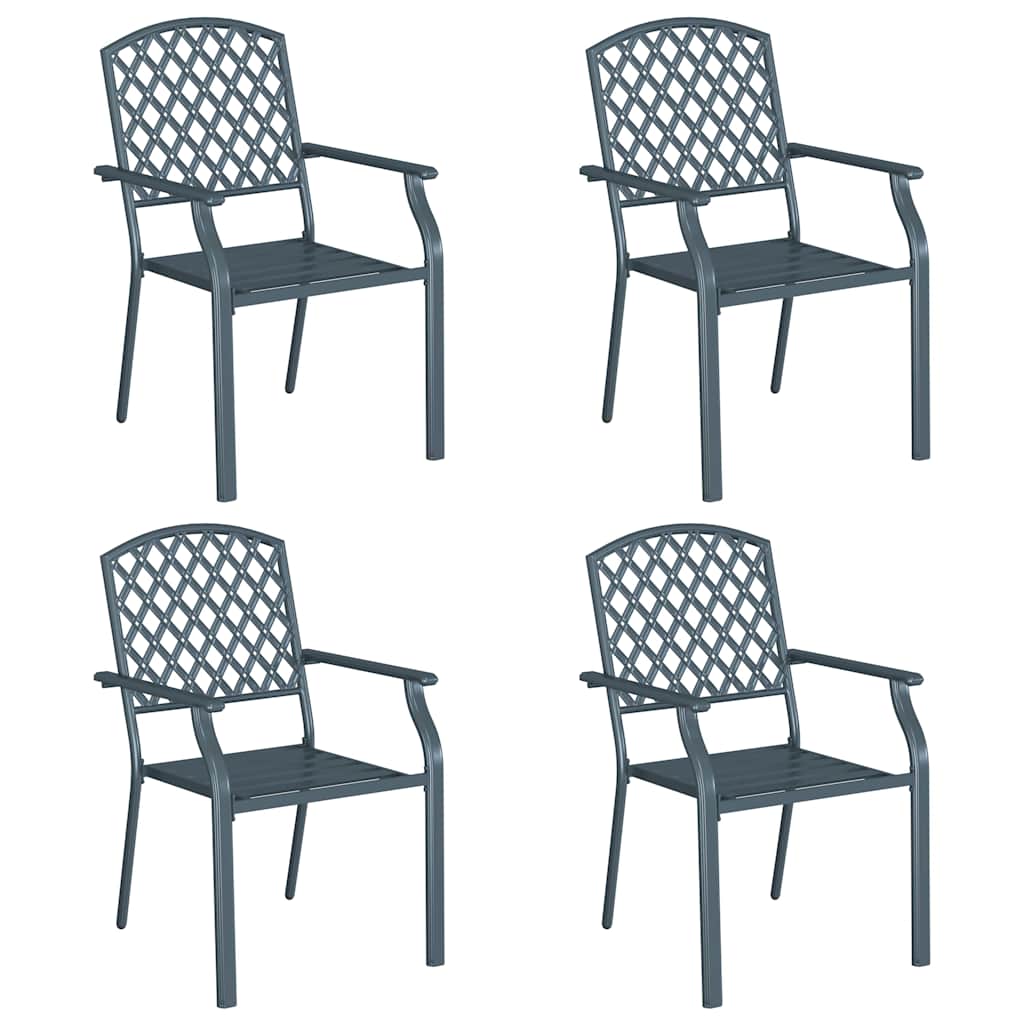 vidaXL Silla de Jardín 4 pcs Antracita 56 x 65 x 89 cm Acero