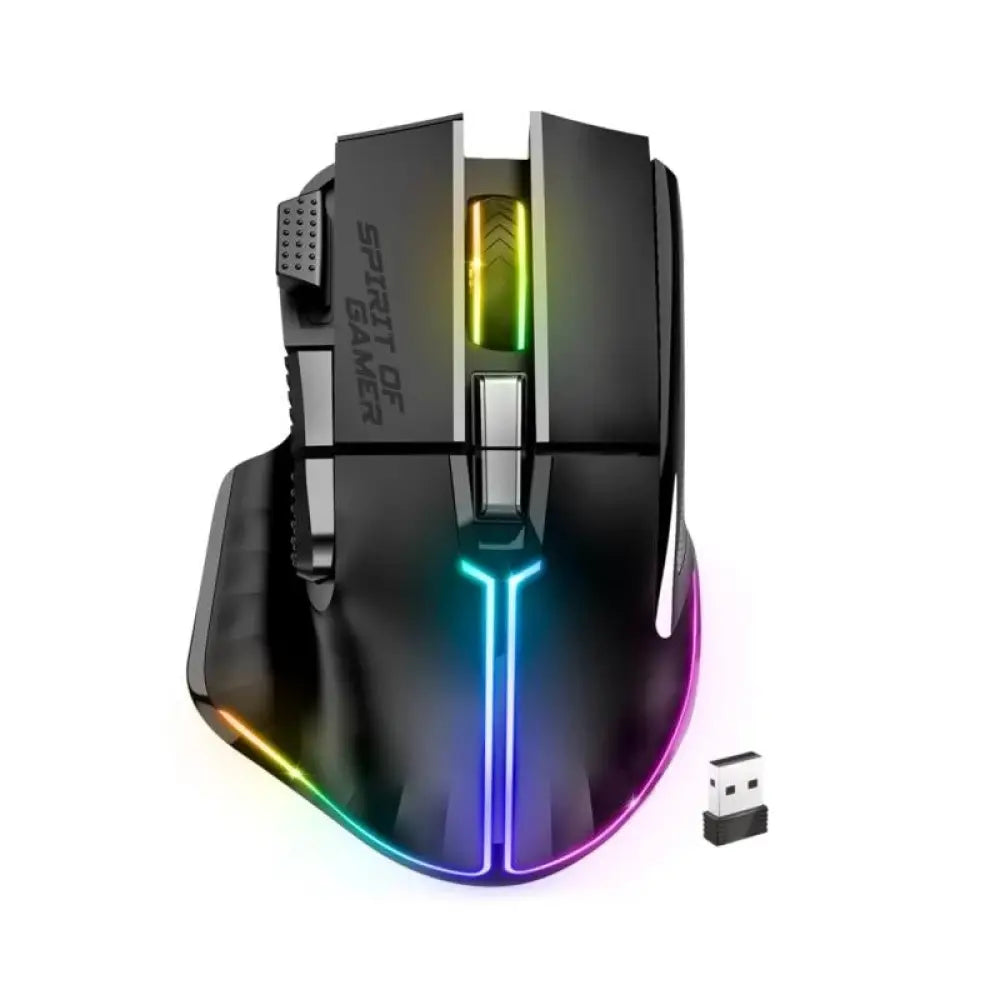 Ratón Spirit of Gamer PRO M5 DARK Wireless 8000 DPI 8 Botones RGB Negro