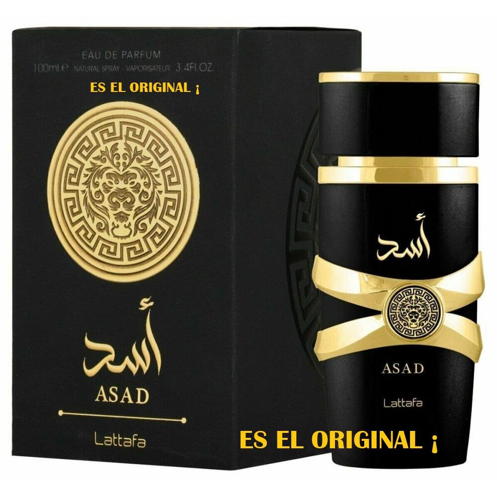 Perfume arabe hombre lattafa Asad, colonia de moda, formato grande 100ml. Envase decorativo bonito diseño.