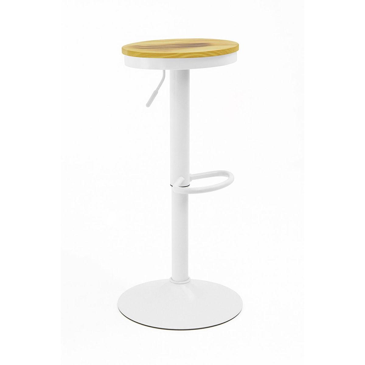 Regalos Miguel - Taburetes Cocina - Taburete Vikin Asiento Madera - Blanco