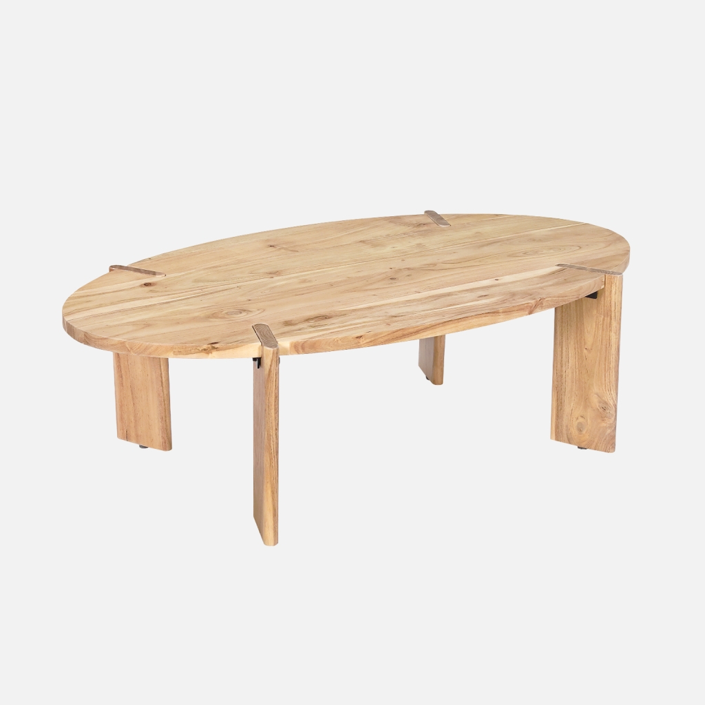 sweeek - Mesa de centro ovalada de madera maciza de mango , Reva , 120x65x36
