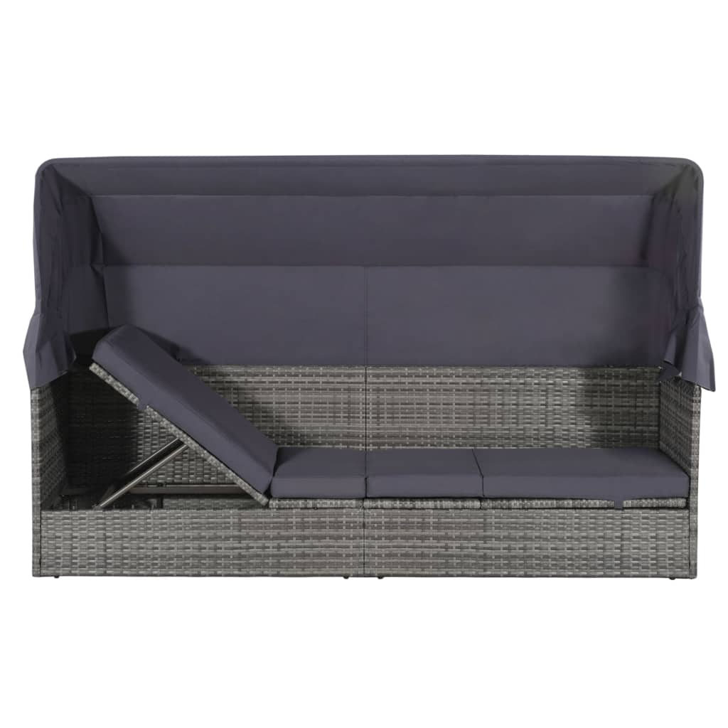 Vidaxl Sofá de Jardín con Dosel Ratán Sintético - Gris