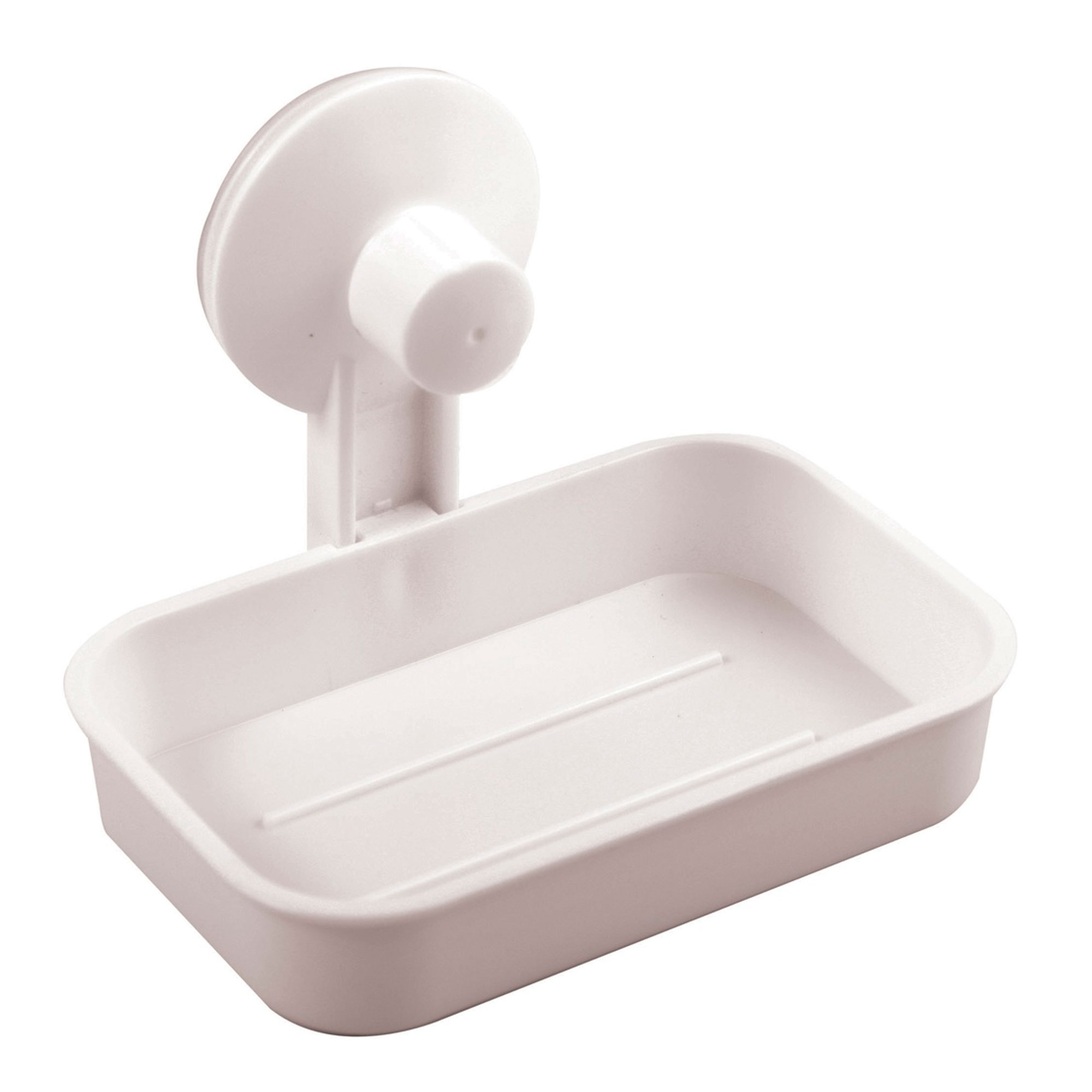 MSV Jabonera Blanco Mate con Ventosa para Baño de Fácil Instalación en Paredes Lisas, Cristales y Azulejos de Plástico Resistente
