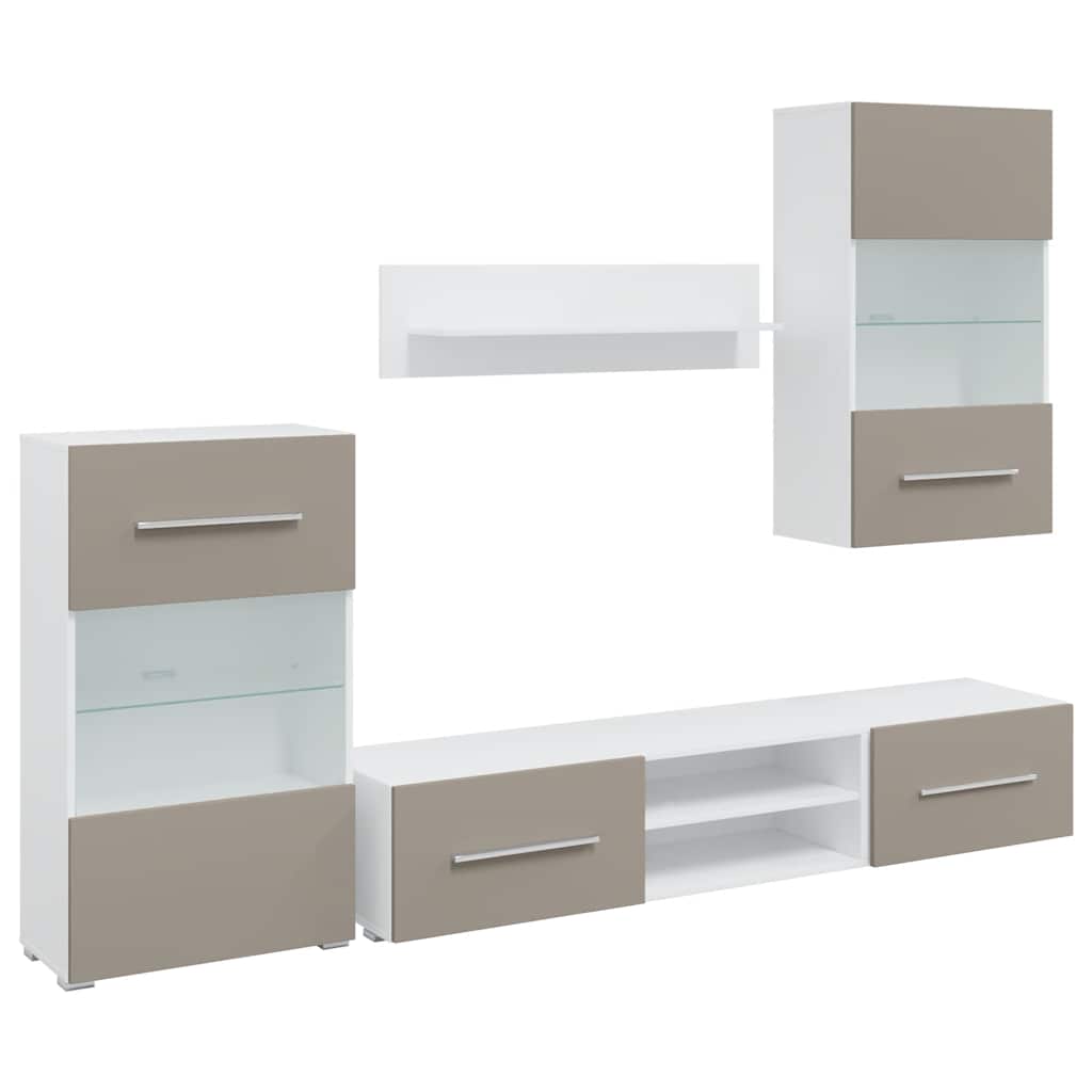vidaXL Muebles para TV 5 piezas con iluminación LED gris piedra