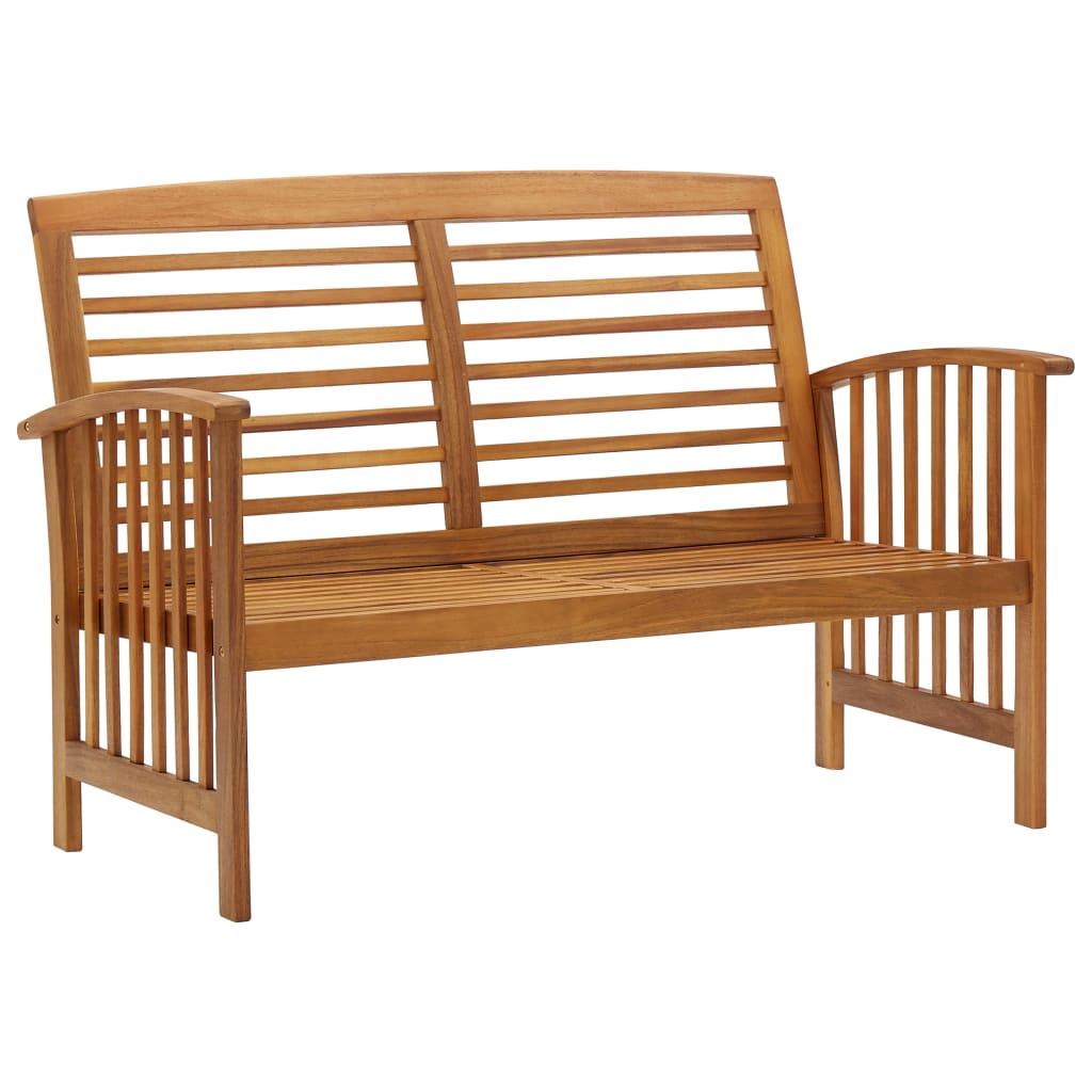 vidaXL Banco de jardín con cojines 119 cm madera maciza de acacia en color Negro y gris oscuro/Marrón y blanco/Marrón | acolchados duraderos para sofás de jardín terraza exterior