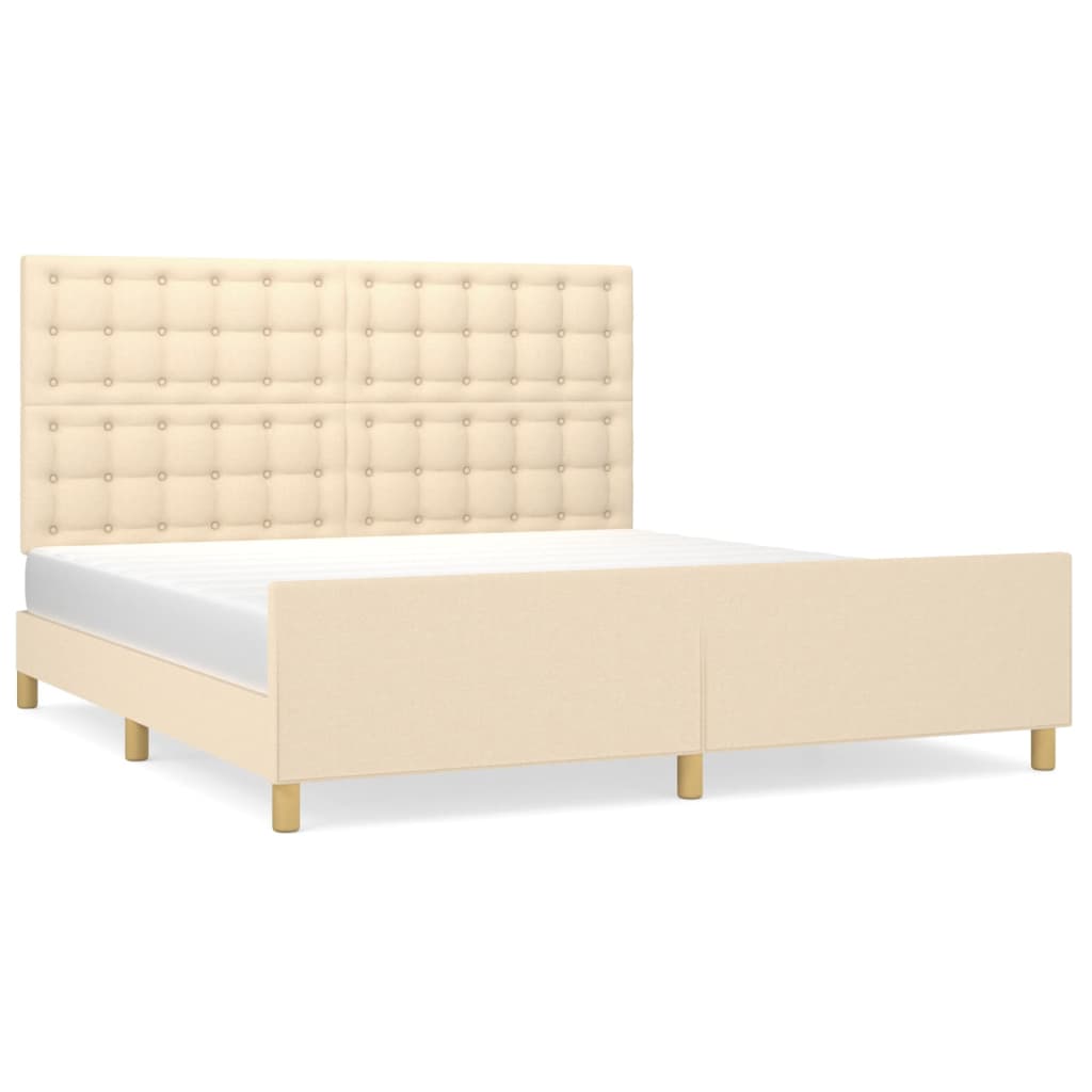 vidaXL Estructura de cama con cabecero de tela color crema 180x200 cm