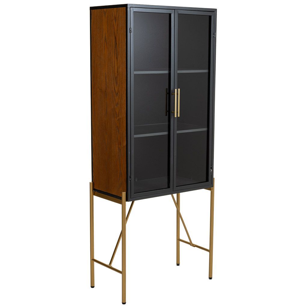 WANDERLUST DECO Armario de Madera y Metal con 2 Puertas Marrón 64x35x155h Cm - Almacenamiento de Ropa y Accesorios