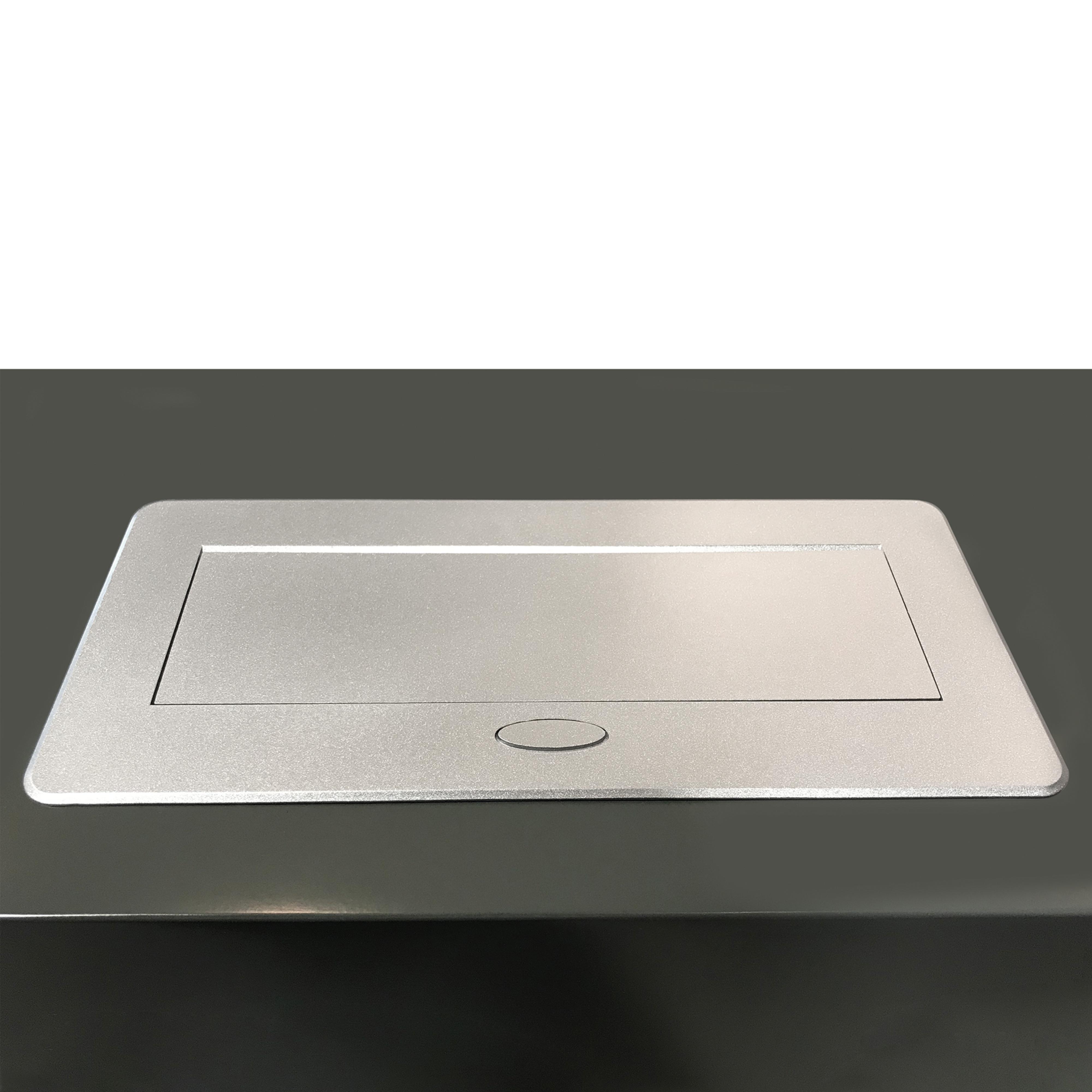 Multiconector para escritorio atom 26 lite, 225x111mm, 2 enchufes tipo schuko, 1 usb tipo a, 1usb tipo c, zamak-acero-plástico, gris metalizado