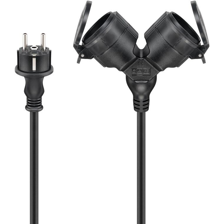 Goobay 65434 base múltiple 5 m 2 salidas AC Exterior Negro