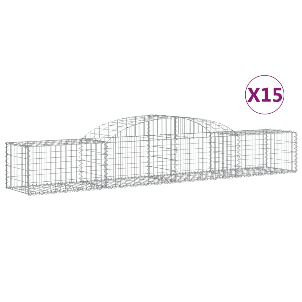 vidaXL Cestas de gaviones 15 uds forma de arco hierro Dimensiones 200 x 30 x 40/60 cm,  200 x 30 x 60/80 cm,  200 x 30 x 80/100 cm y mas