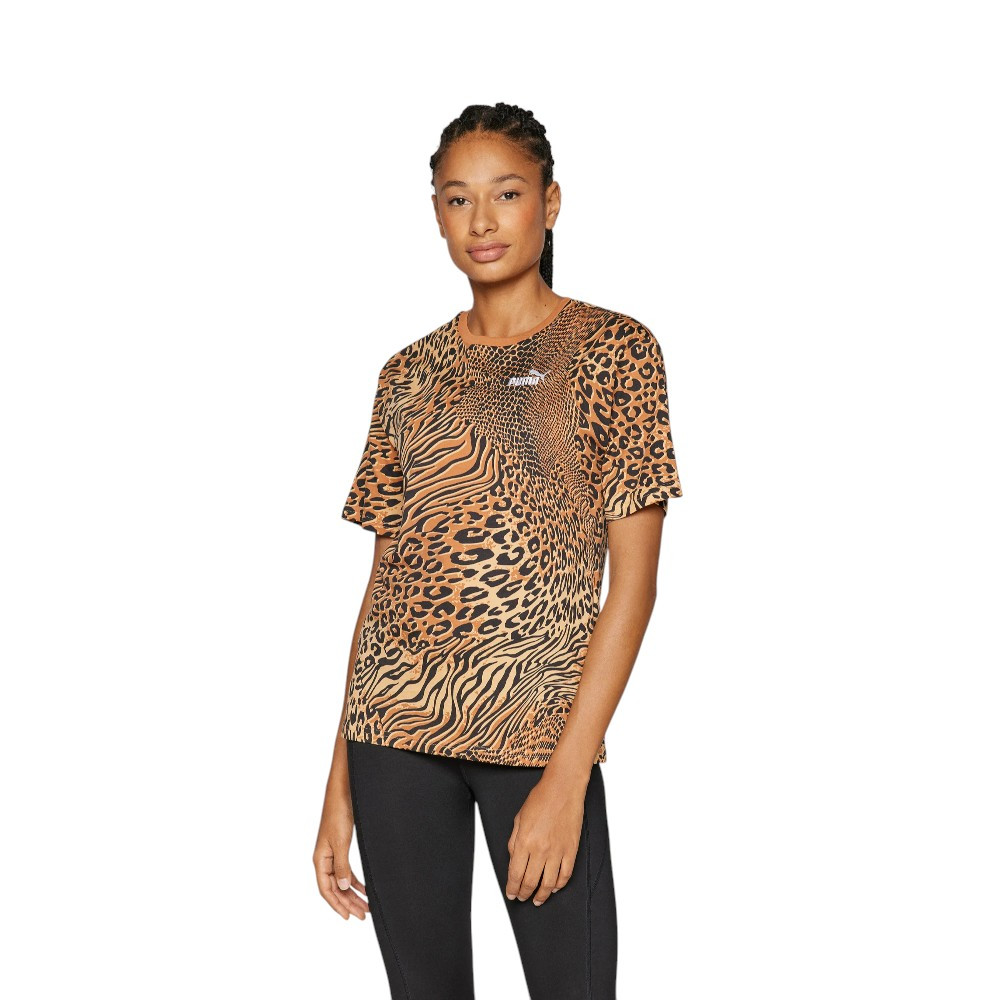 Camiseta Puma Essentials Graphic Animal Leopardo Marron 688533-63 Mujer