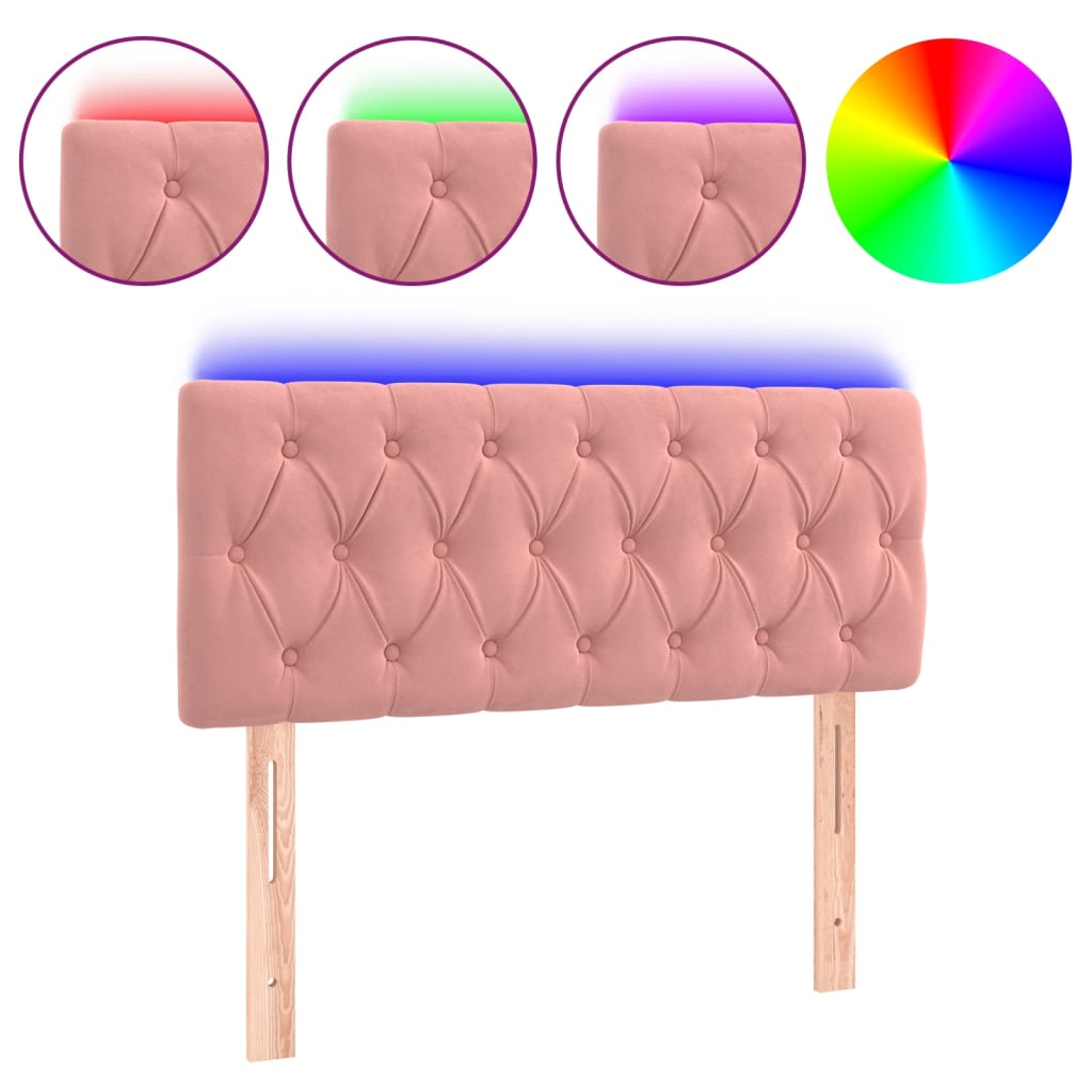 vidaXL Cabecero con LED de terciopelo rosa 90x7x78/88 cm
