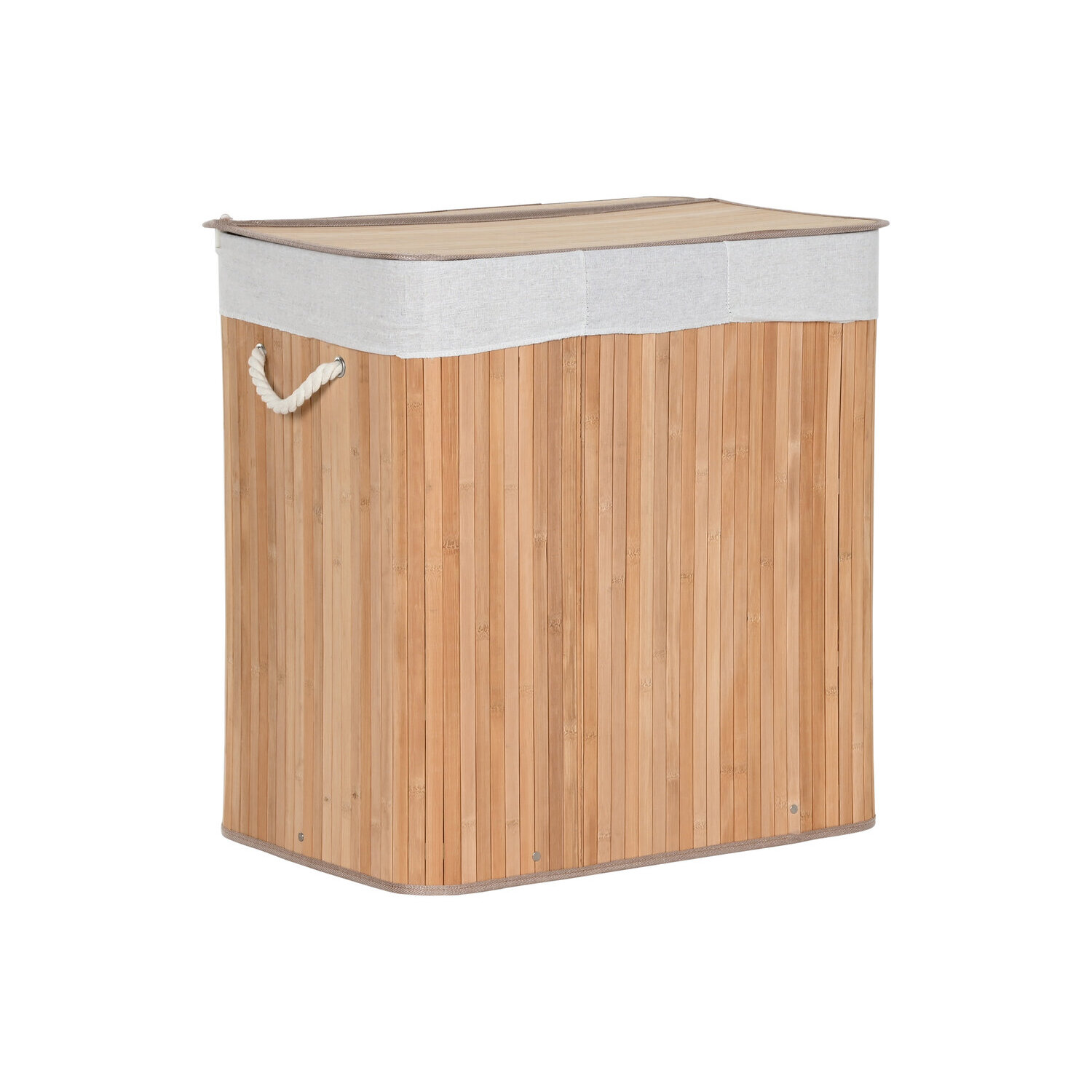 Cesta ropa bambu 60x40x60 140l 3 compartimentos , La mejor decoración para tu hogar.