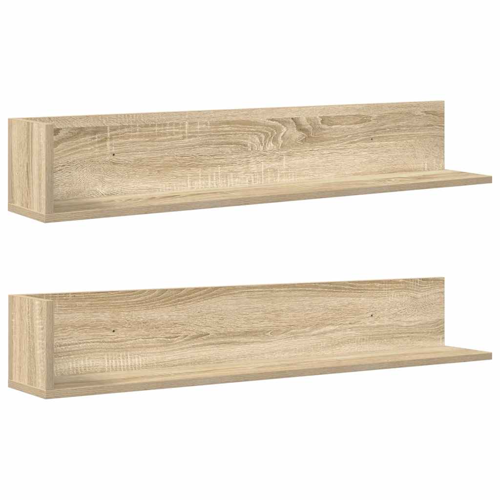 vidaXL Estantes pared 2 uds madera roble Sonoma 100x16,5x16,5 cm