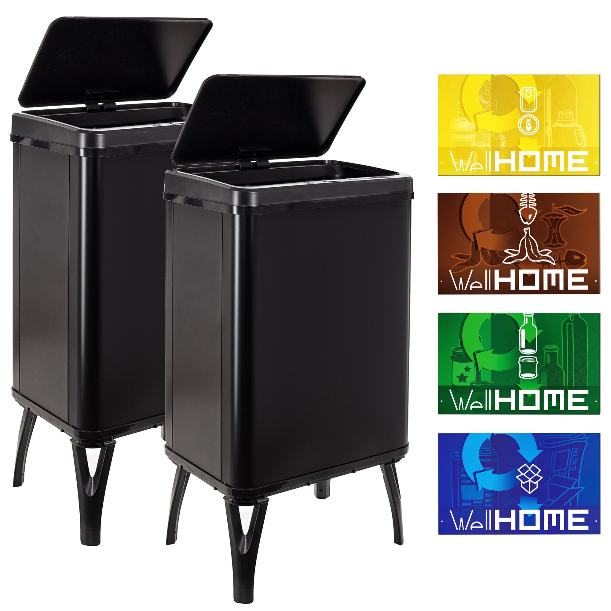 Cubos de Basura Inteligente Wellhome - Pack de 2 40L - Negro