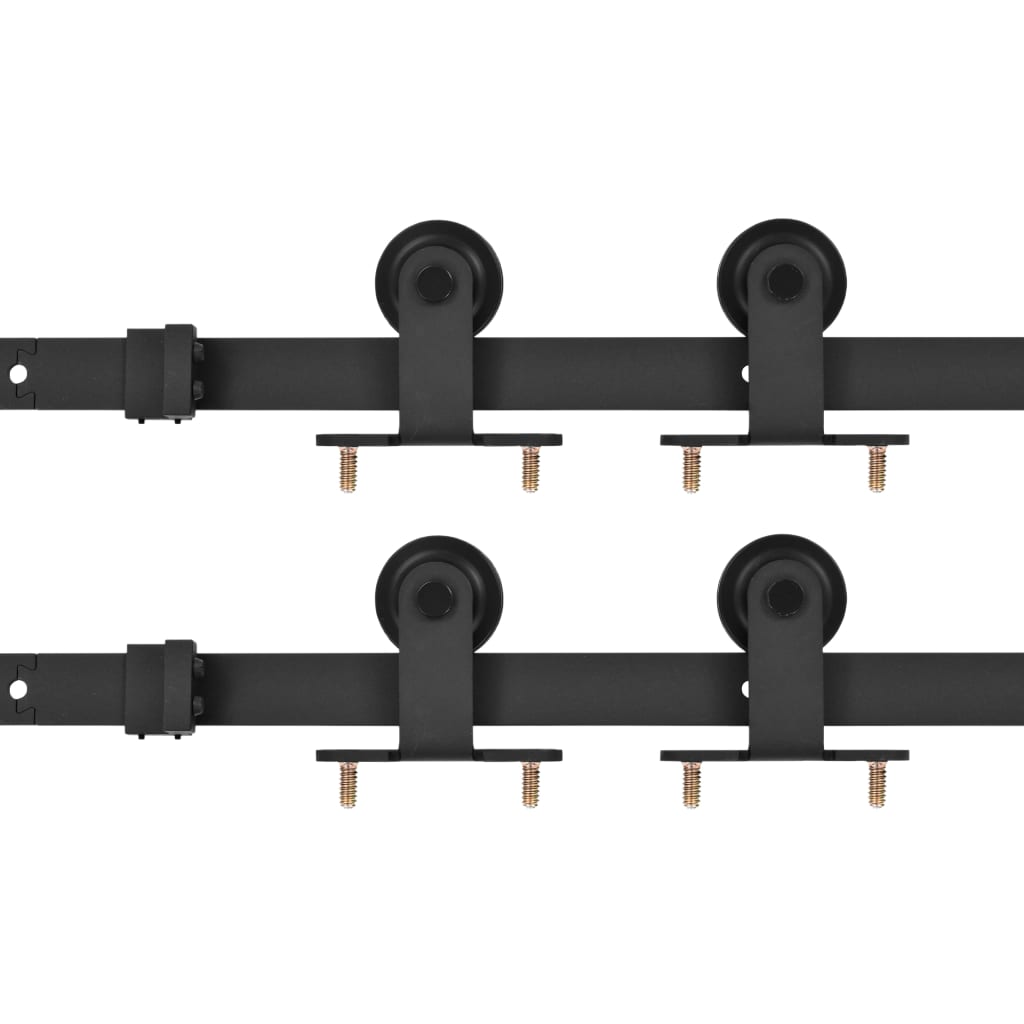 vidaXL Kit de Herrajes de Puertas Correderas Acero Negro Rodillo Dimensiones 183 cm, 200 cm