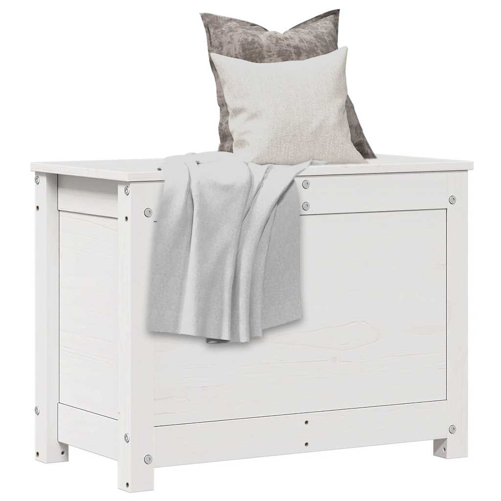vidaXL Caja de almacenaje madera maciza pino 60x32x45,5 cm en color Marrón miel/Blanco/Gris y más