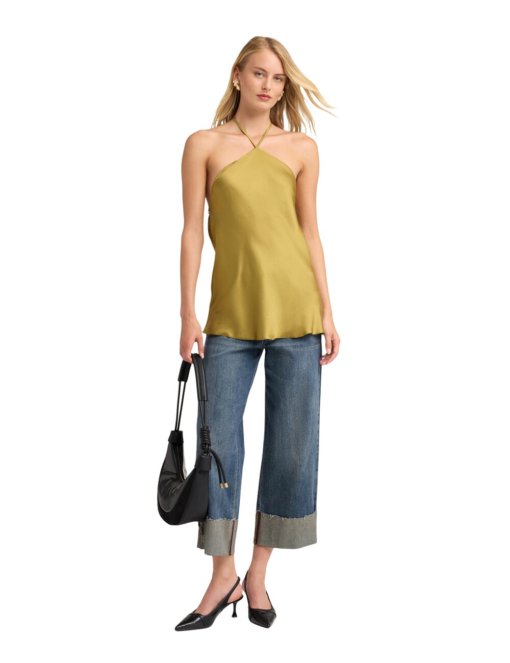 Motivi - Top de raso con escote halter