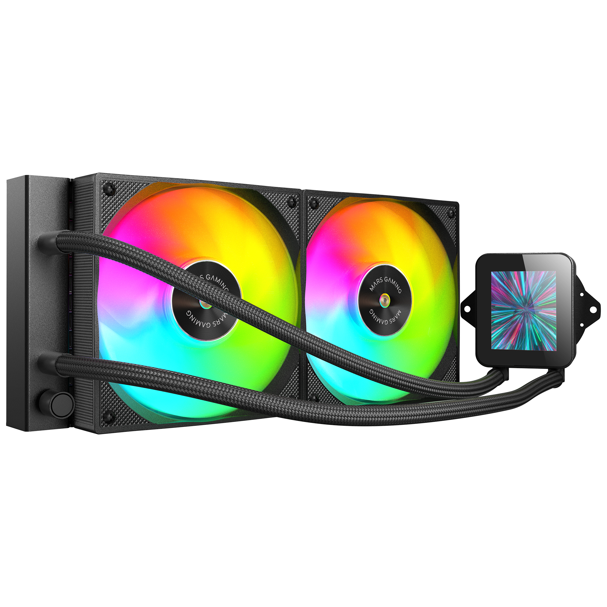 Mars Gaming ML-VISION240, Refrigeración Líquida AIO, TDP 500W, 2x Ventiladores ARGB con Núcleo de Cobre y Aluminio FDB, Pantalla LCD IPS 4:3 con Rotación 360° y Software, Multisocket Universal, Refrigeración Líquida PC Negra o Blanca