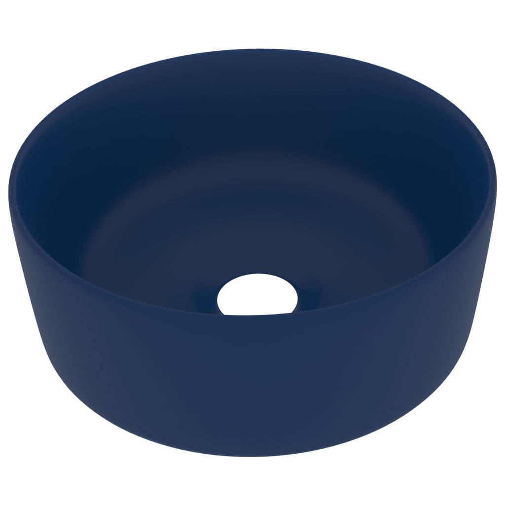vidaXL Lavabo de Lujo Redondo Cerámica Mate 40x15 cm Tocador Vasija Color matte light blue,  matte dark blue,  matte white y mas
