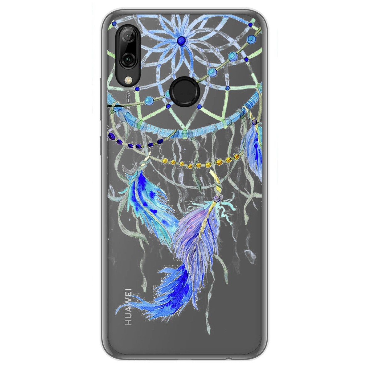 Tumundosmartphone Funda Gel Transparente para Huawei P Smart 2019 / Honor 10 Lite diseño Plumas Dibujos