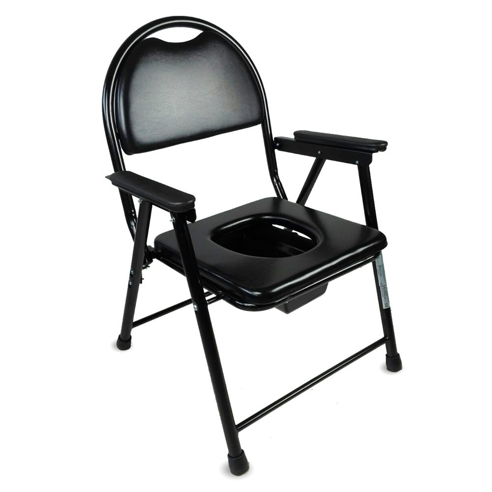 Mobiclinic Guadalquivir Silla con WC o inodoro para discapacitados minusválidos ancianos Plegable Reposabrazos Asiento ergonómico Conteras antideslizates color negro