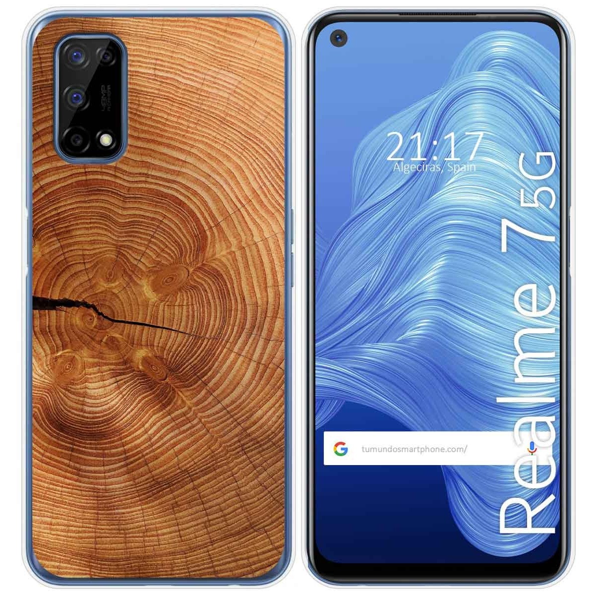 Tumundosmartphone Funda Gel Tpu para Realme 7 5G diseño Madera 04 Dibujos