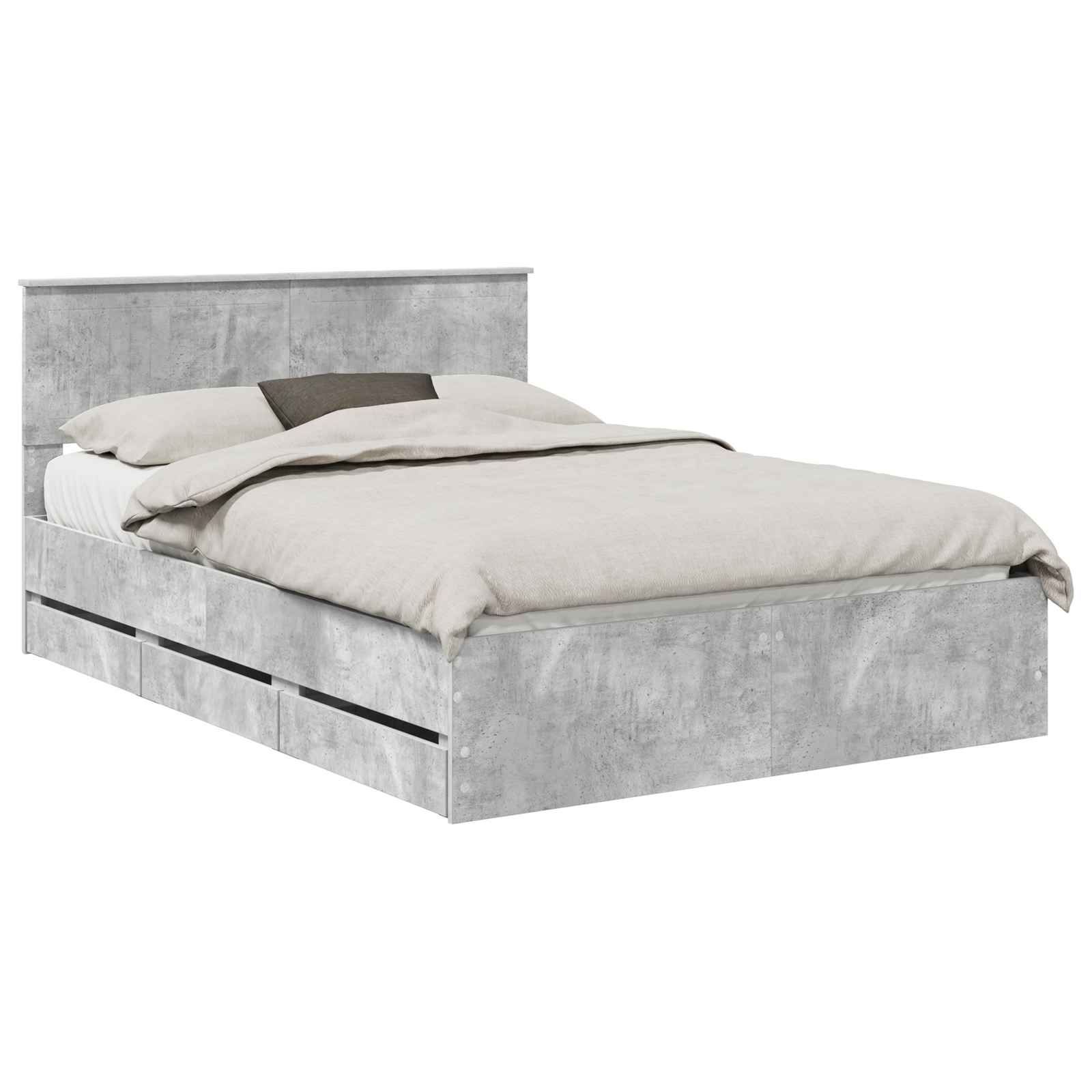 Estructura de cama Gris Concreto 135 x 190 cm Madera Ingenieril