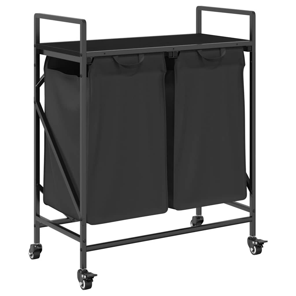 vidaXL Cesto de ropa de 2 compartimentos con ruedas