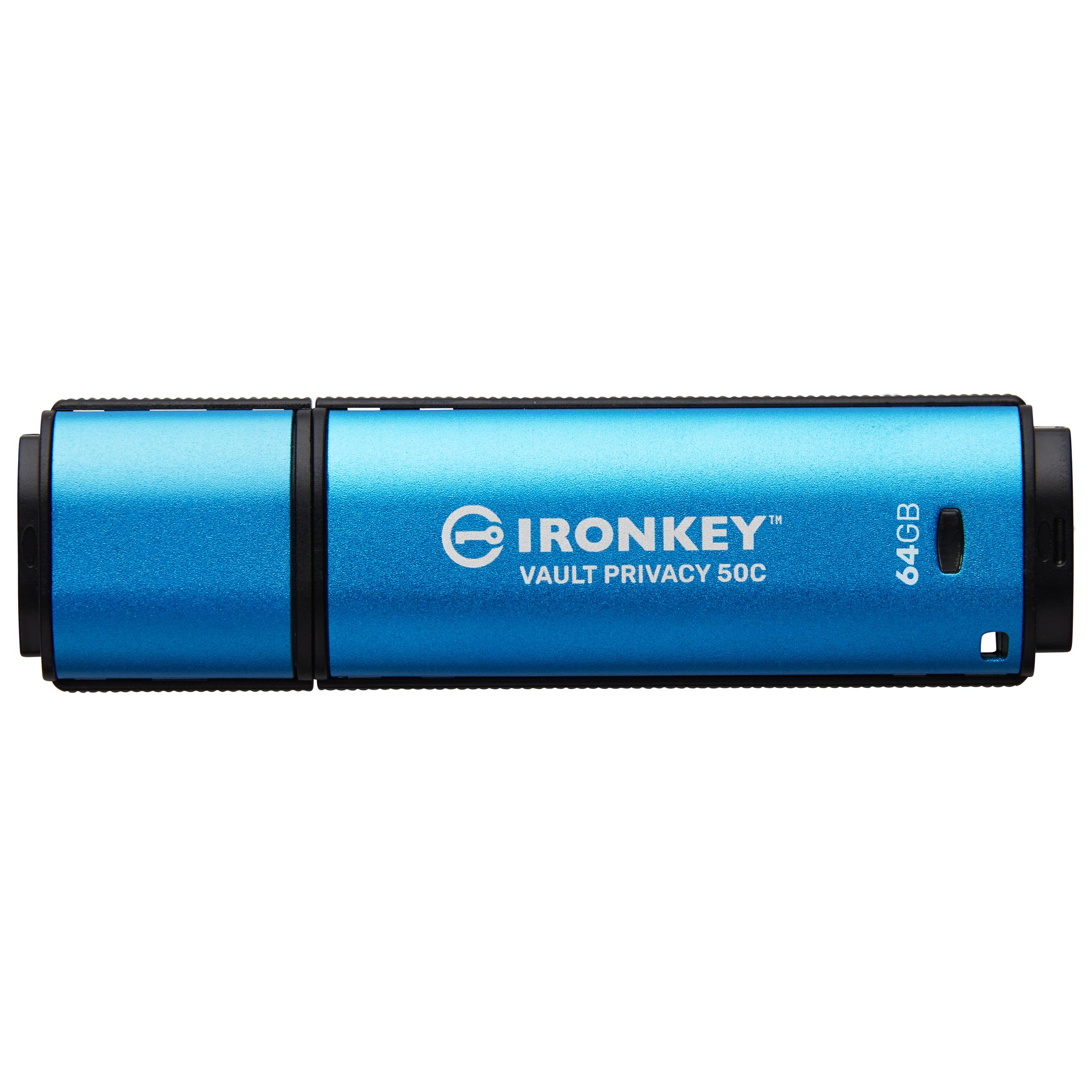 Kingston Technology IronKey VP50 unidad flash USB 64 GB USB Tipo C 3.2 Gen 1 (3.1 Gen 1) Negro, Azul