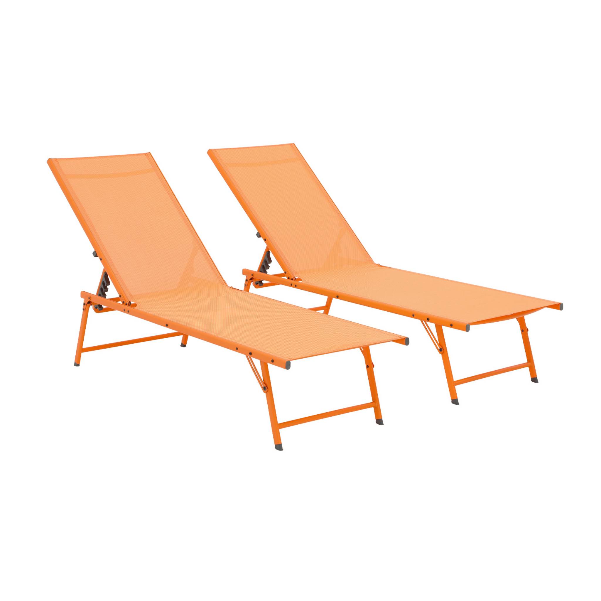 sweeek - Tumbona de acero textileno de multiposición, set de 2 Terracotta - 181x54.5x82.5 cm
