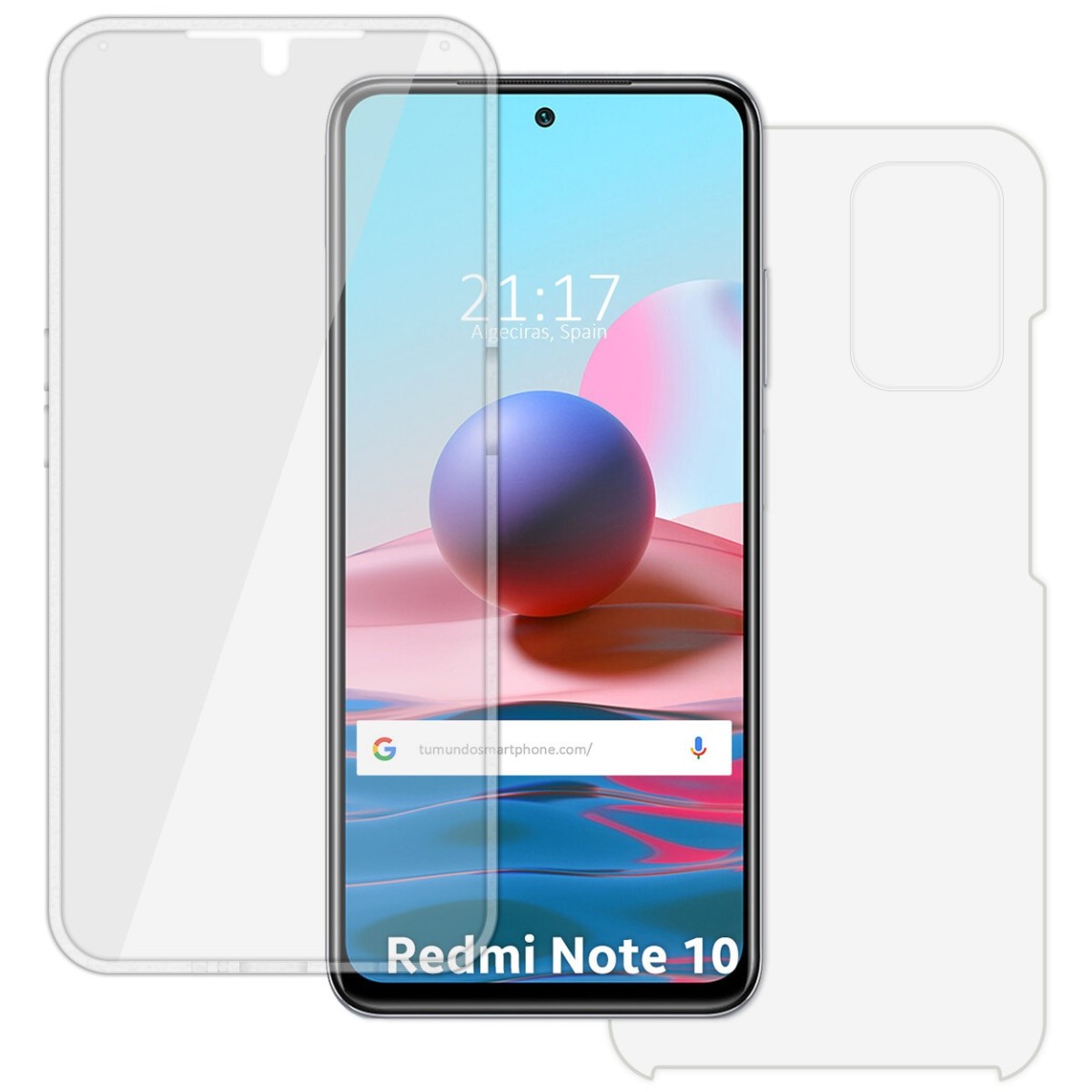Tumundosmartphone Funda Doble Transparente Pc + Tpu Full Body 360 para Xiaomi Redmi Note 10 / 10S
