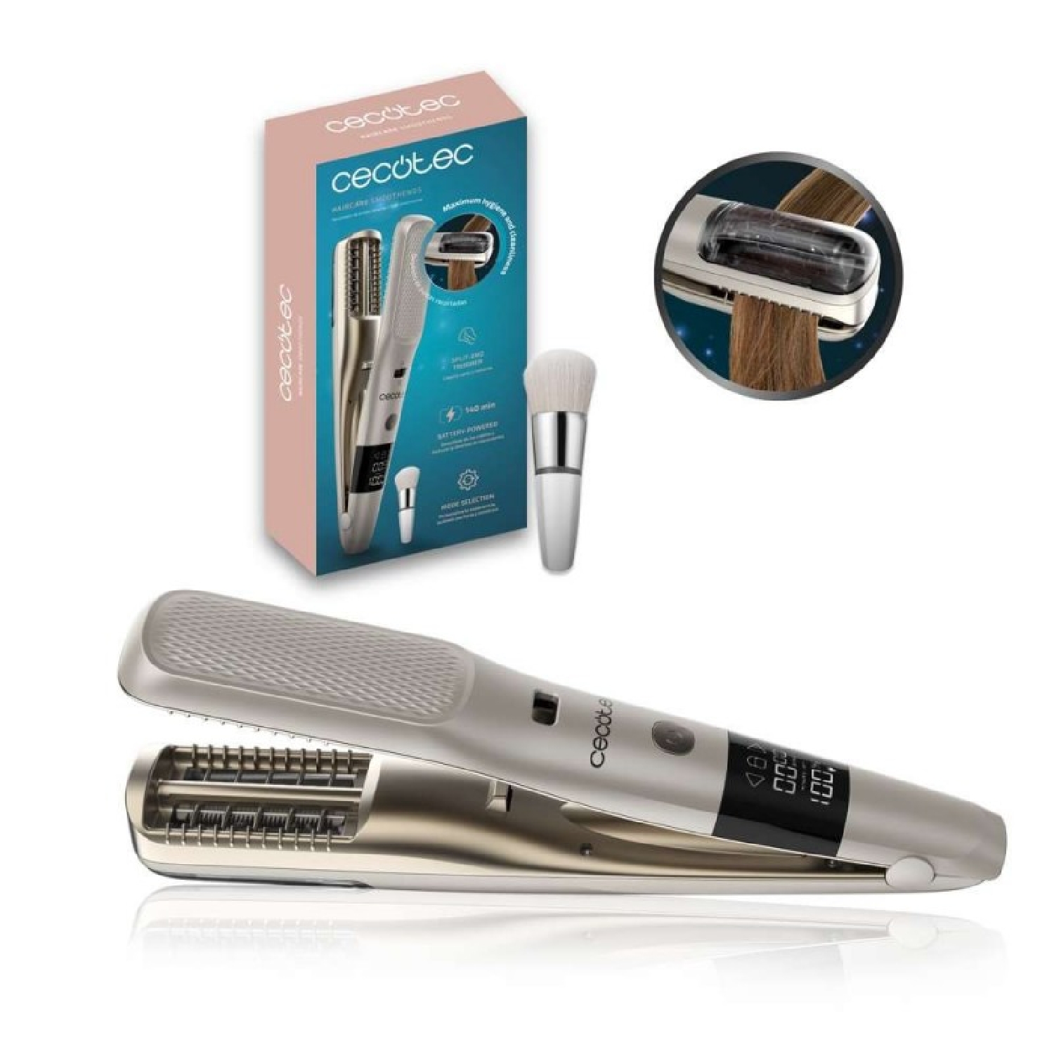 Cecotec Recortadora de Puntas, Eliminador Puntas Abiertas Inalámbrico HairCare SmoothEnds. Cabello Sano y Radiante