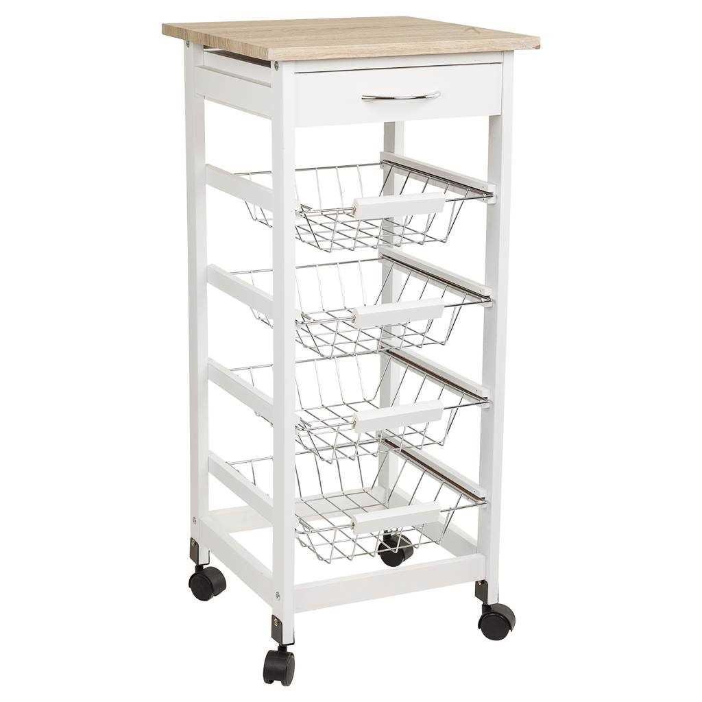 Wonderlust Deco - Carro de madera blanco 47x38x82 cm Blanco 47x38x82 cm