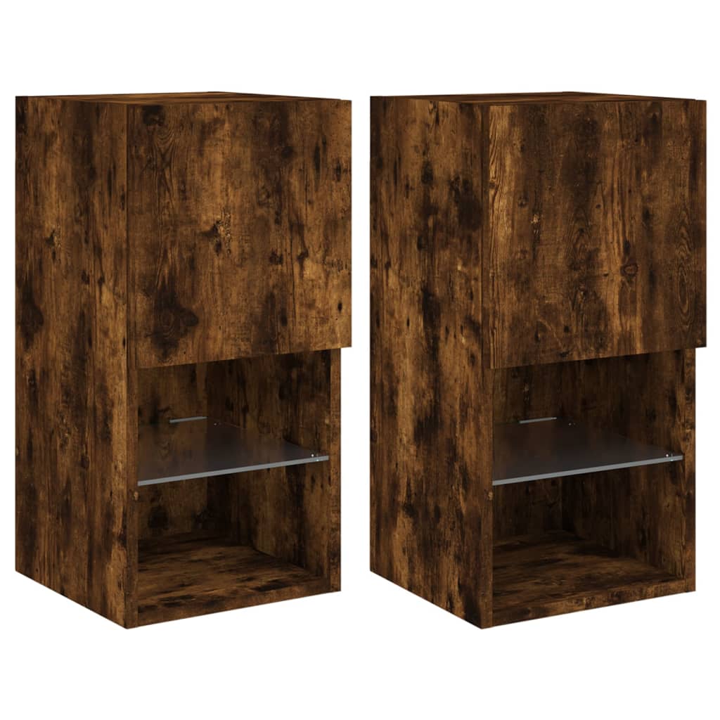 vidaXL Muebles de TV con luces LED 2 uds 30,5x30x60 cm, Mueble de Salon, Mueble TV, Mueble TV salon, Mesa de TV, Mueble tele